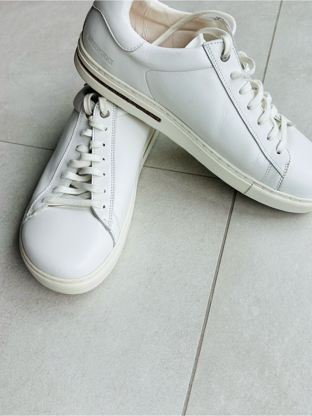 Birkenstock White Leather Low-Top Sneakers